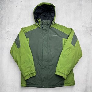 Columbia Men’s M Hooded Insulated Ski Jacket Green Waterproof Winter Coat